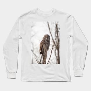 Great Grey Owl in winter Long Sleeve T-Shirt